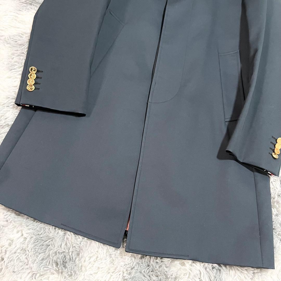 極美品　トムブラウン　バルカラーコート　ネイビー　金ボタン　タグ付き