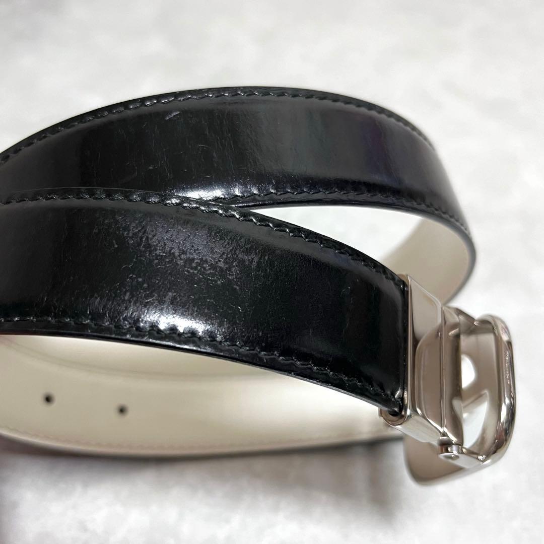 GUCCI 2way シルバーバックル ベルト ホワイト/ブラック