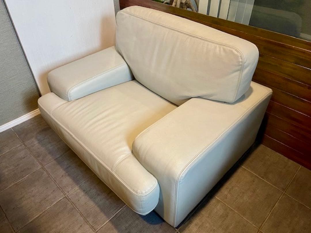 美品□maruniマルニ□ワイドシングルソファー/ラウンジアームソファー