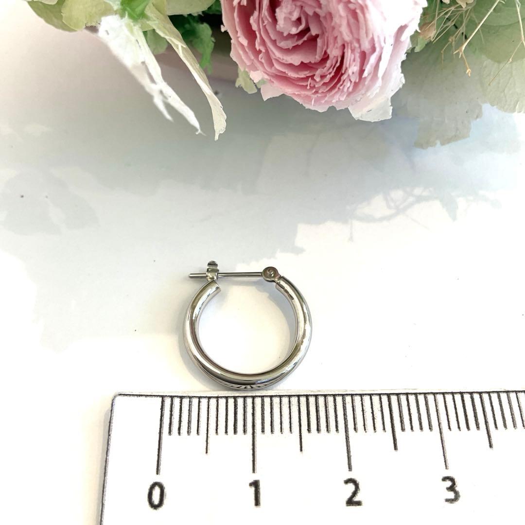 pt900(プラチナ)パイプフープ2 × 15片方ピアス新品