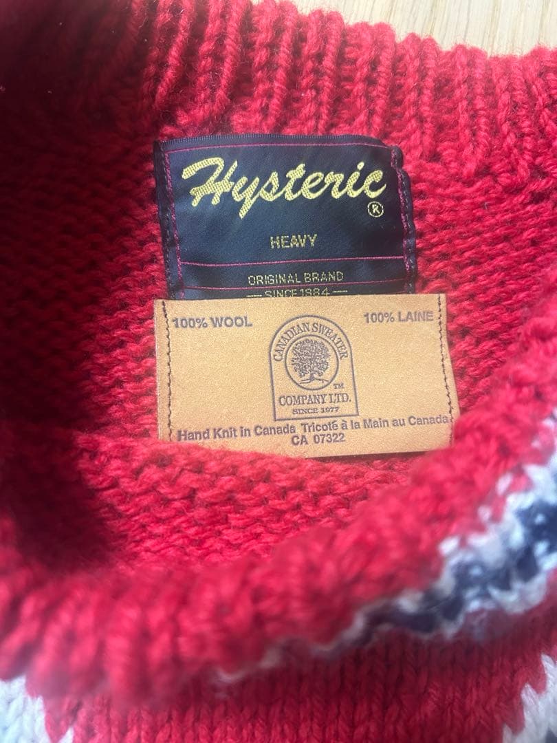 ヒステリックグラマー　カナダ製　カウチンニットセーター