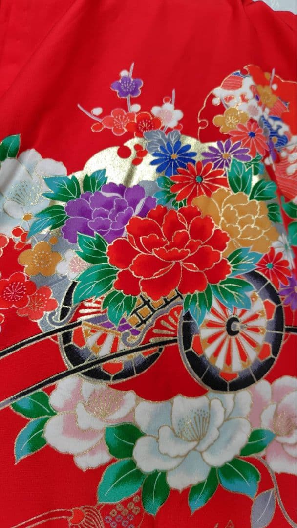 RK384アンティーク子供着物長襦袢付き着丈97センチ裄丈45センチ3歳用