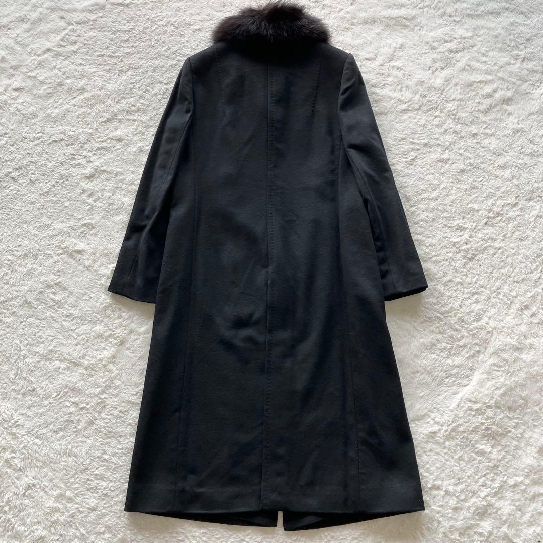 未使用級 カシミヤ100% ブルーフォックス ロングコート ブラック 9AR