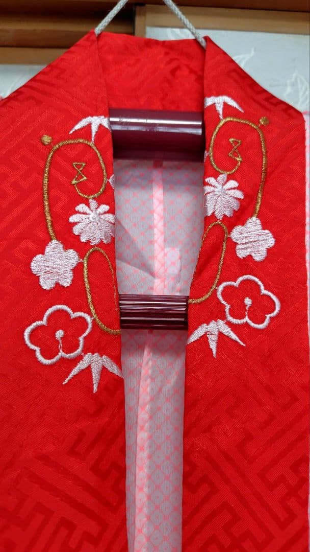 RK330アンティーク子供着物3点セット長襦袢巾着袋付き着丈90裄丈39