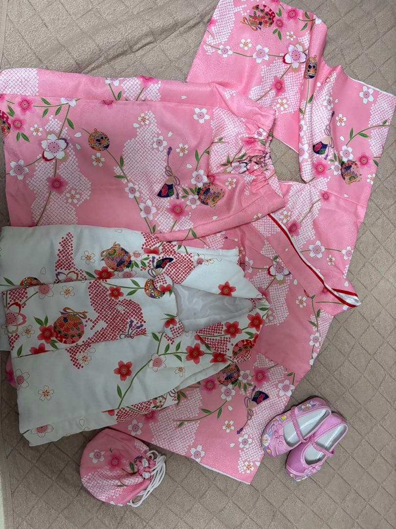 七五三 3歳 女の子 着物 セパレート 4点セット　◎着物用シューズおまけ付き◎