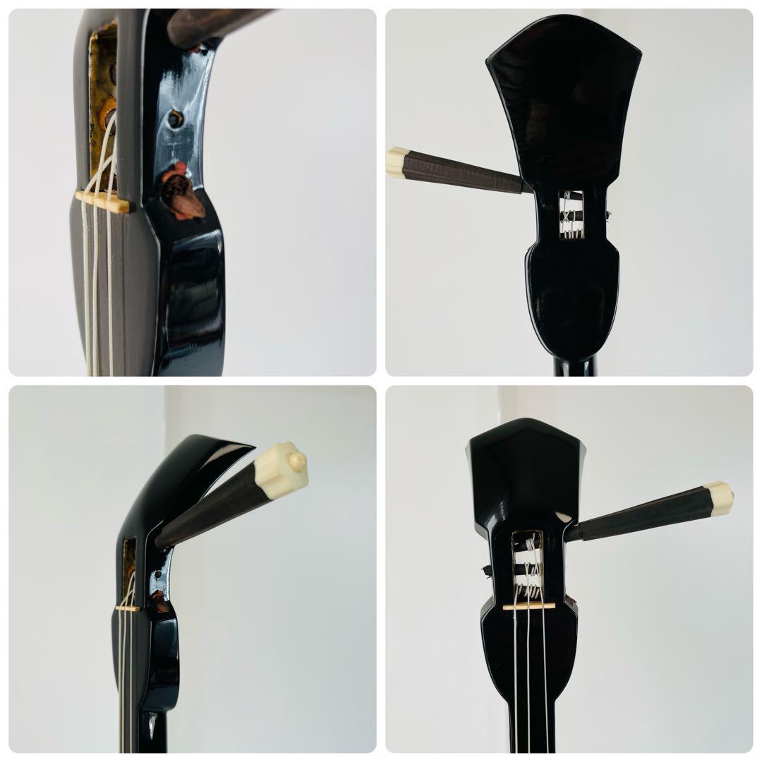 沖縄三線 本蛇皮 黒金装飾 琉球 民族楽器 本皮