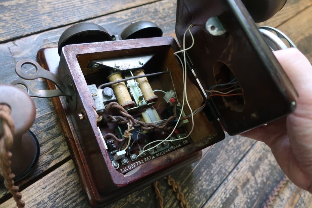 アンティーク電話 木製 ベル付き レトロ