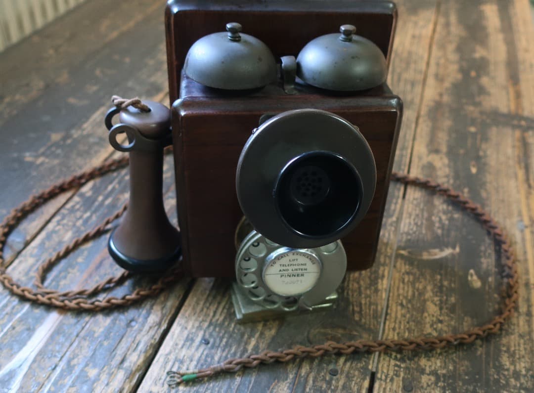 アンティーク電話 木製 ベル付き レトロ