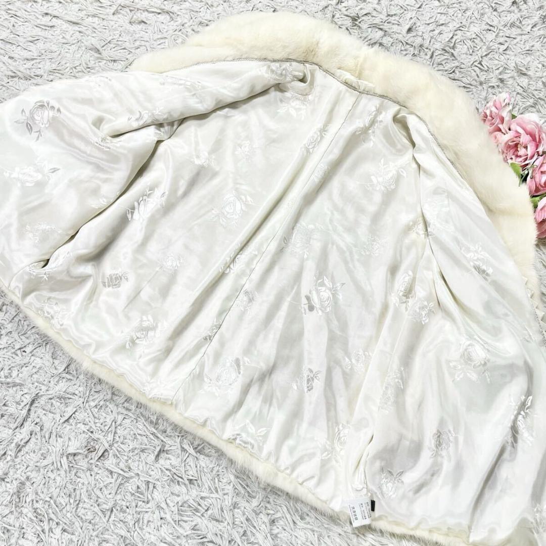 ホワイトミンク ポンチョ 本毛皮 リアルファー マント ケープ なめし柔らか