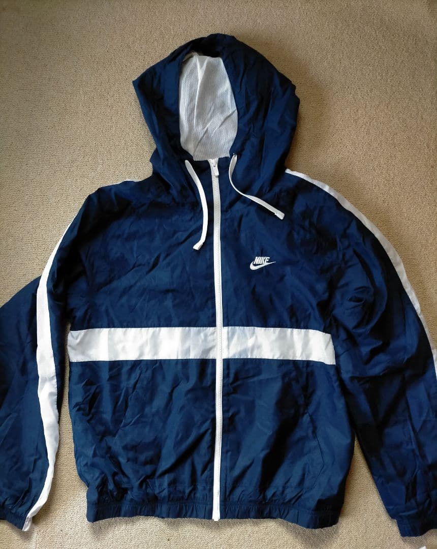 NIKE ウーブン ナイロン 上下 M ネイビー フード ウィンドブレーカー