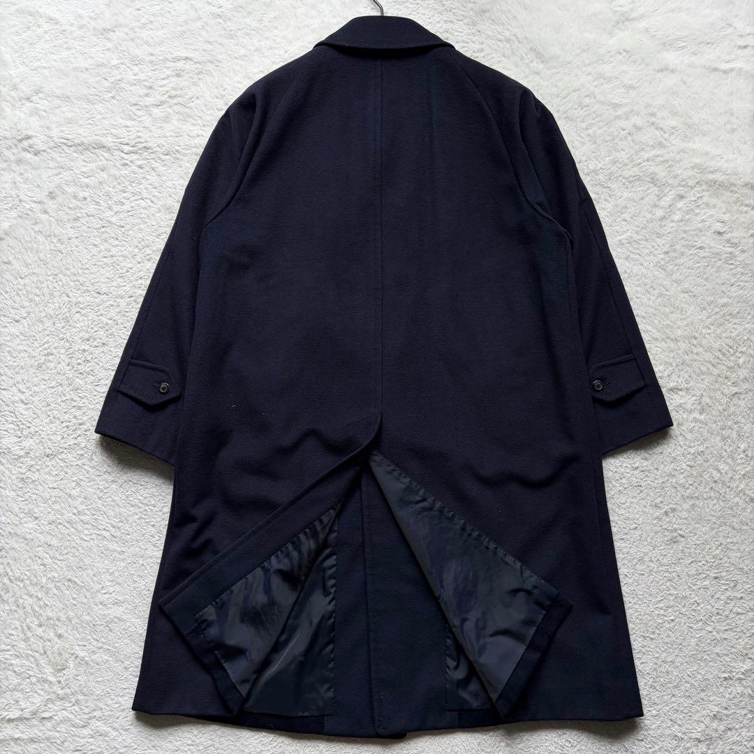 【極美品】バーバリーズ ステンカラーコート カシミヤ50% ホースロゴ ネイビー