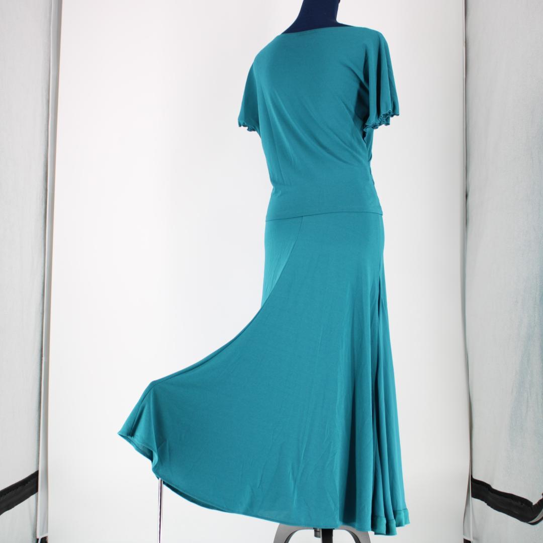 美品 日本製 社交ダンス衣装】グリーン CHACOTT 上下セット ツーピース