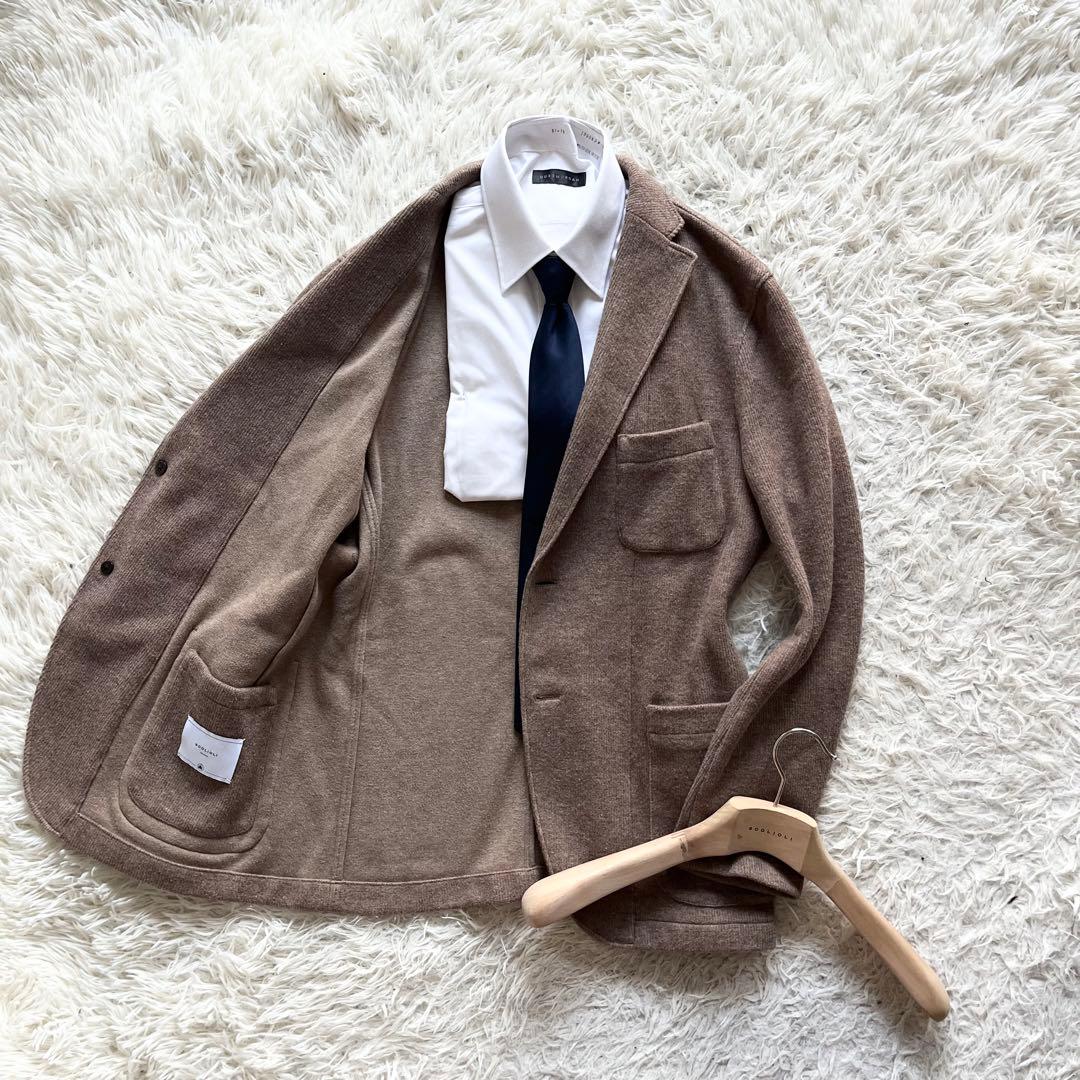 <美品>BOGLIOLI 新ロゴ キャメル コットン ウールジャケット サイズM
