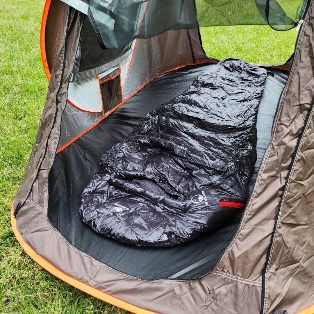 ★SALE★　高級ダウン使用　マミー型　寝袋 ダウンシュラフ　400g　ブラック