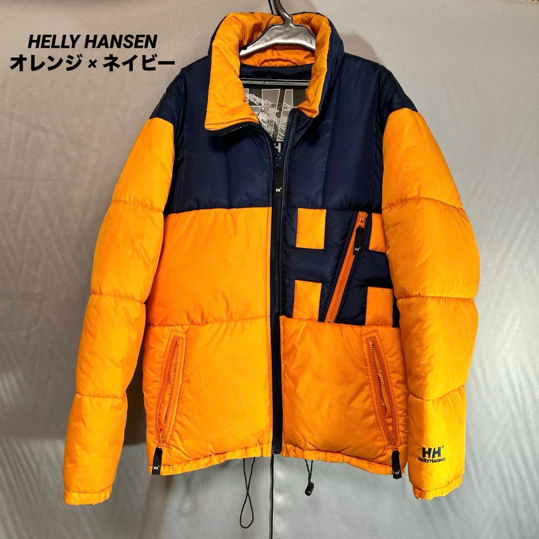 HELLY HANSEN ダウンジャケット メンズ S オレンジ × ネイビー - メルカリ