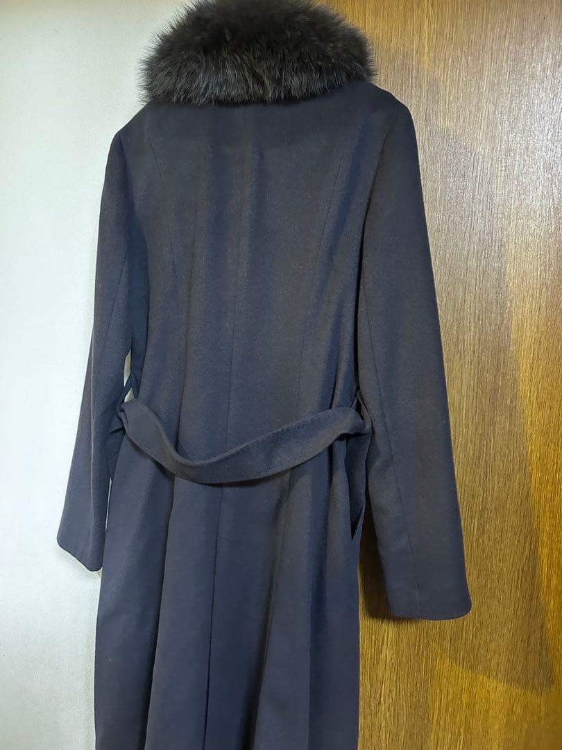 レディースカシミヤ100%コート ファー付き