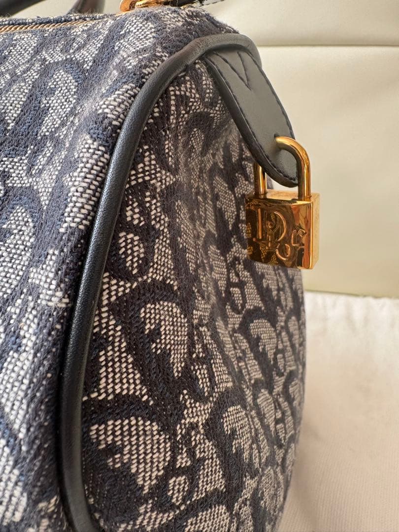⑥クリスチャンディオール トロッター柄 D金具 ボストンバッグ 南京錠