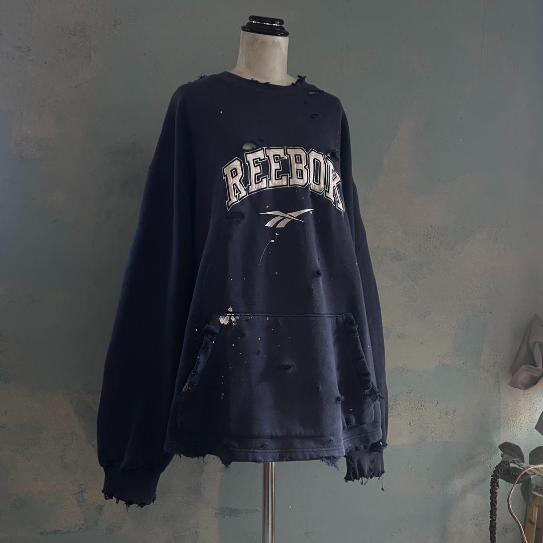 90's reebok old tag“paint Boro sweat
