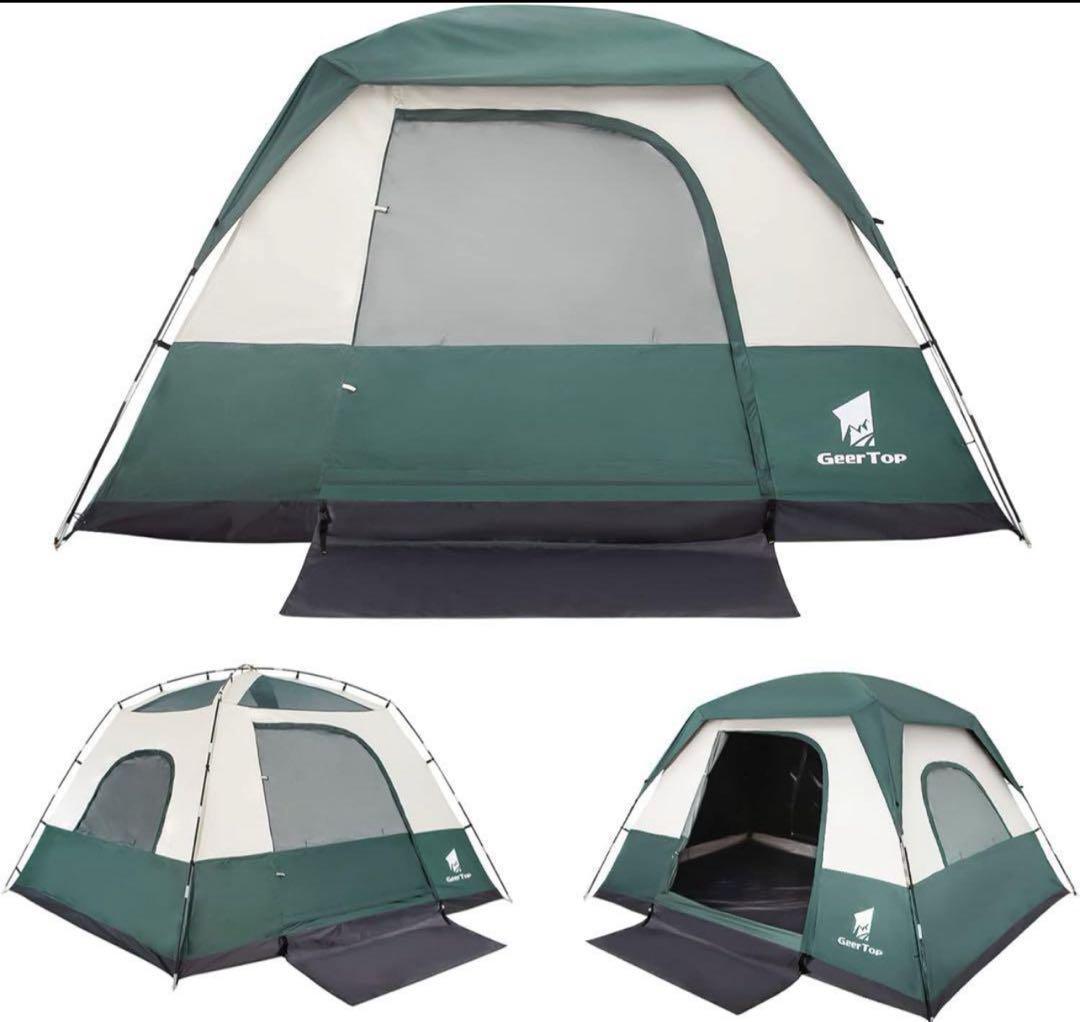 GEERTOP テント 4-6人用 大型 グリーン 防災 アウトドア 秋キャンプ
