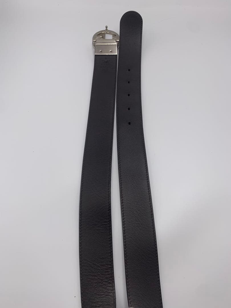 GUCCI グッチ シマ GG柄 リバーシブル ベルト バックルブラック レザー