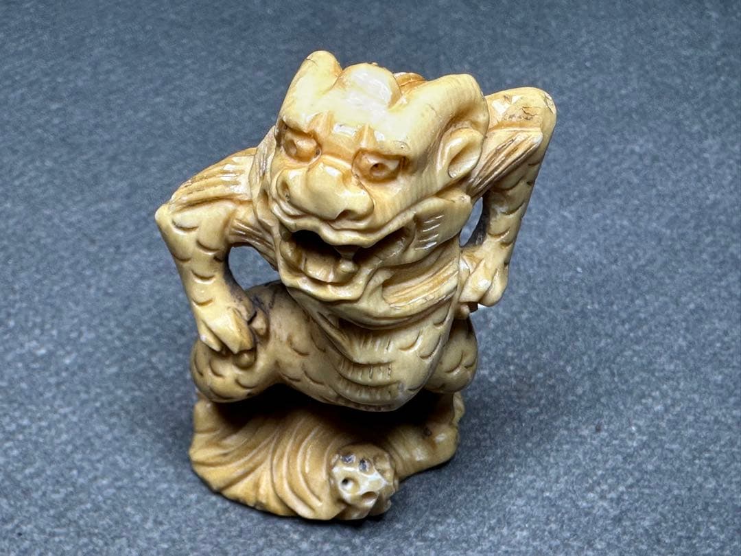 極上 鬼根付 天然素材 アンティーク 和彫 置物 骨董 飾り物 古美術品 置物