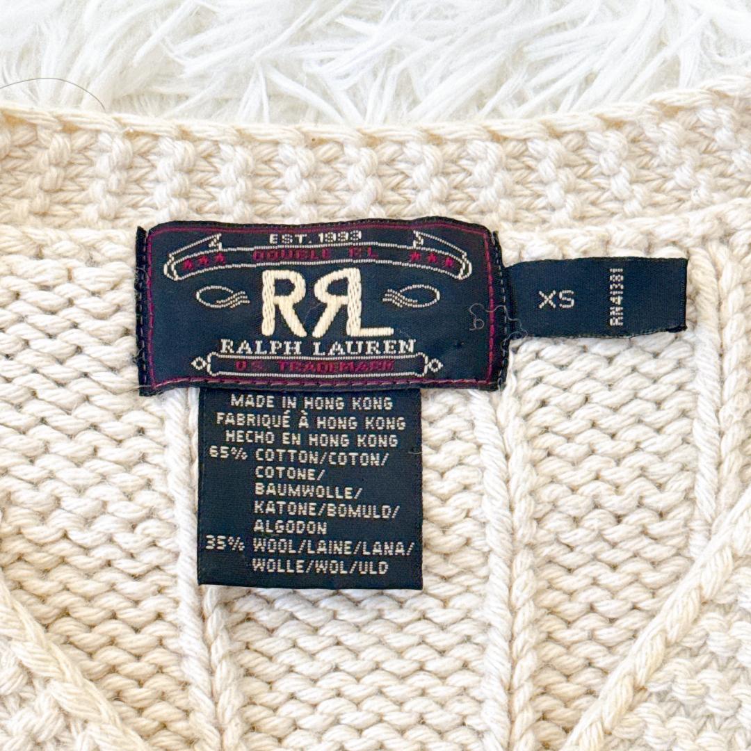三つ星✨RRL　木村拓哉　チルデンニット　ケーブル　Vネック　S　アイボリー