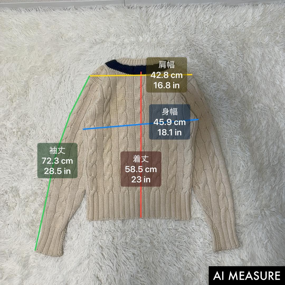 三つ星✨RRL　木村拓哉　チルデンニット　ケーブル　Vネック　S　アイボリー