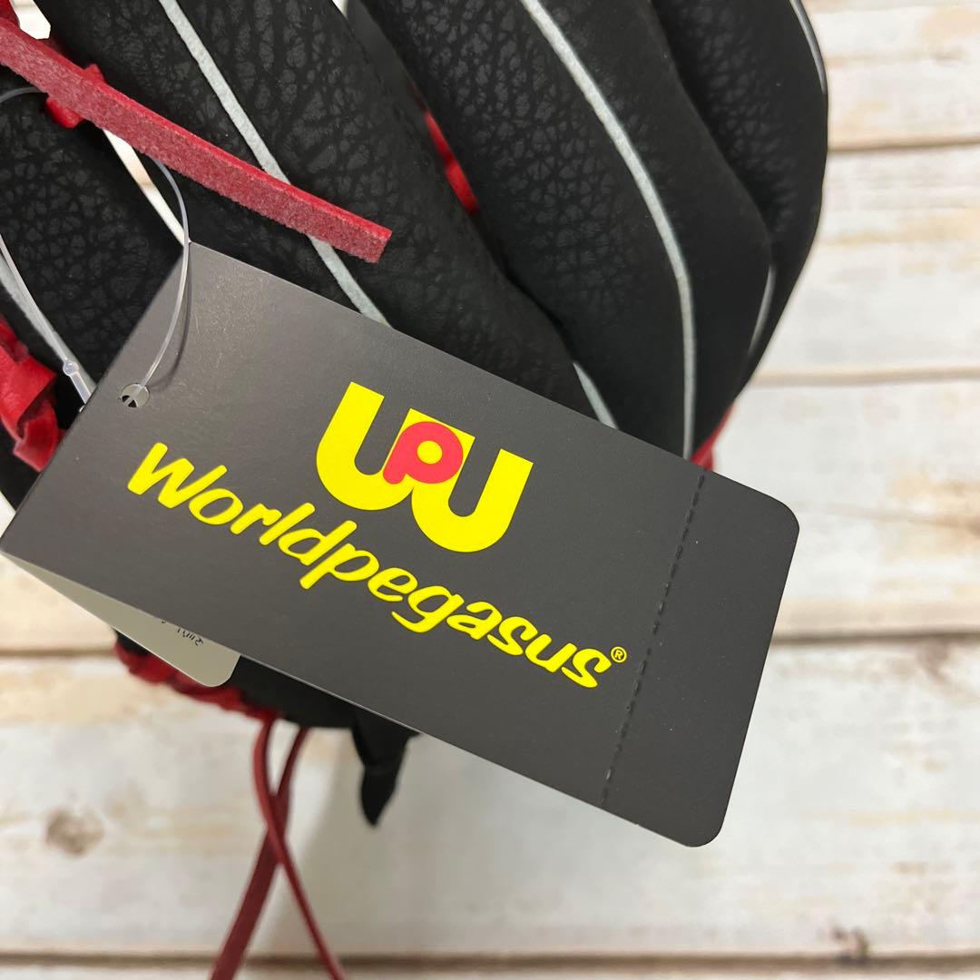 ワールドペガサス　キッズ用　軟式野球用グローブ　黒×赤　右投　新品