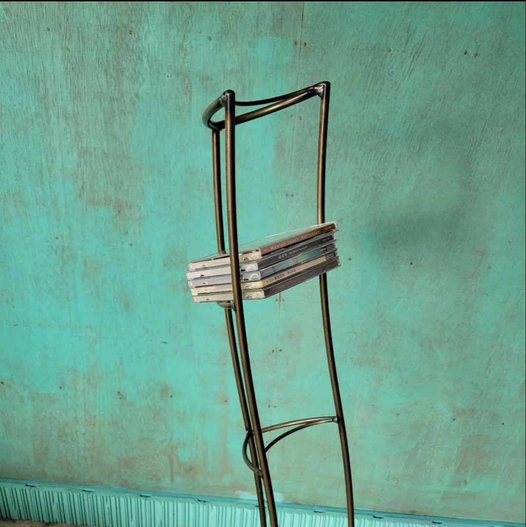 CDラック 鉄製 5段 約95枚収納 スリム タワー型 真鍮色 インダストリアル