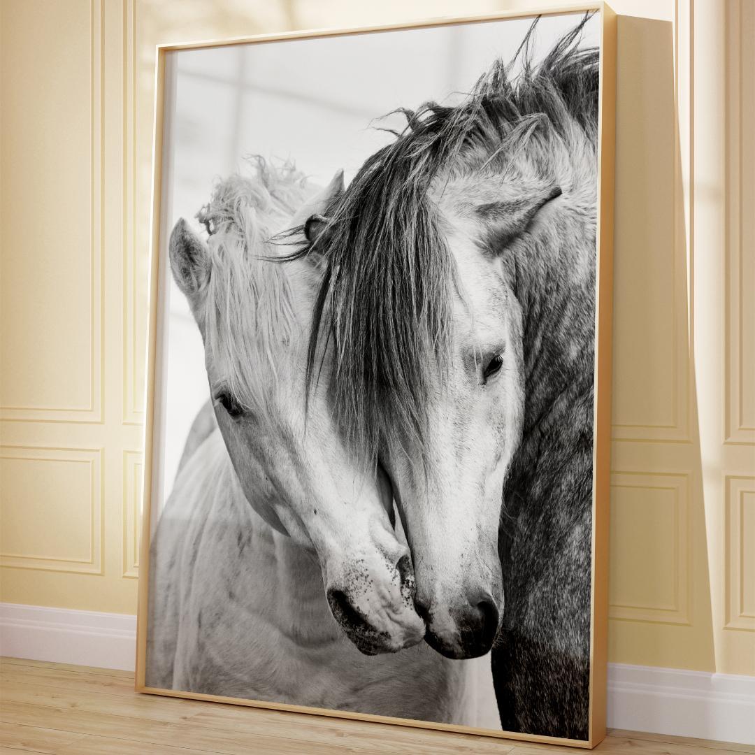 アートプリント 馬 モノクロ写真 午年 2026 干支 絆 優しさ 癒し系