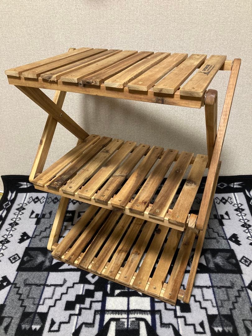 キャプテンスタッグ 3段ラック 木製テーブル
