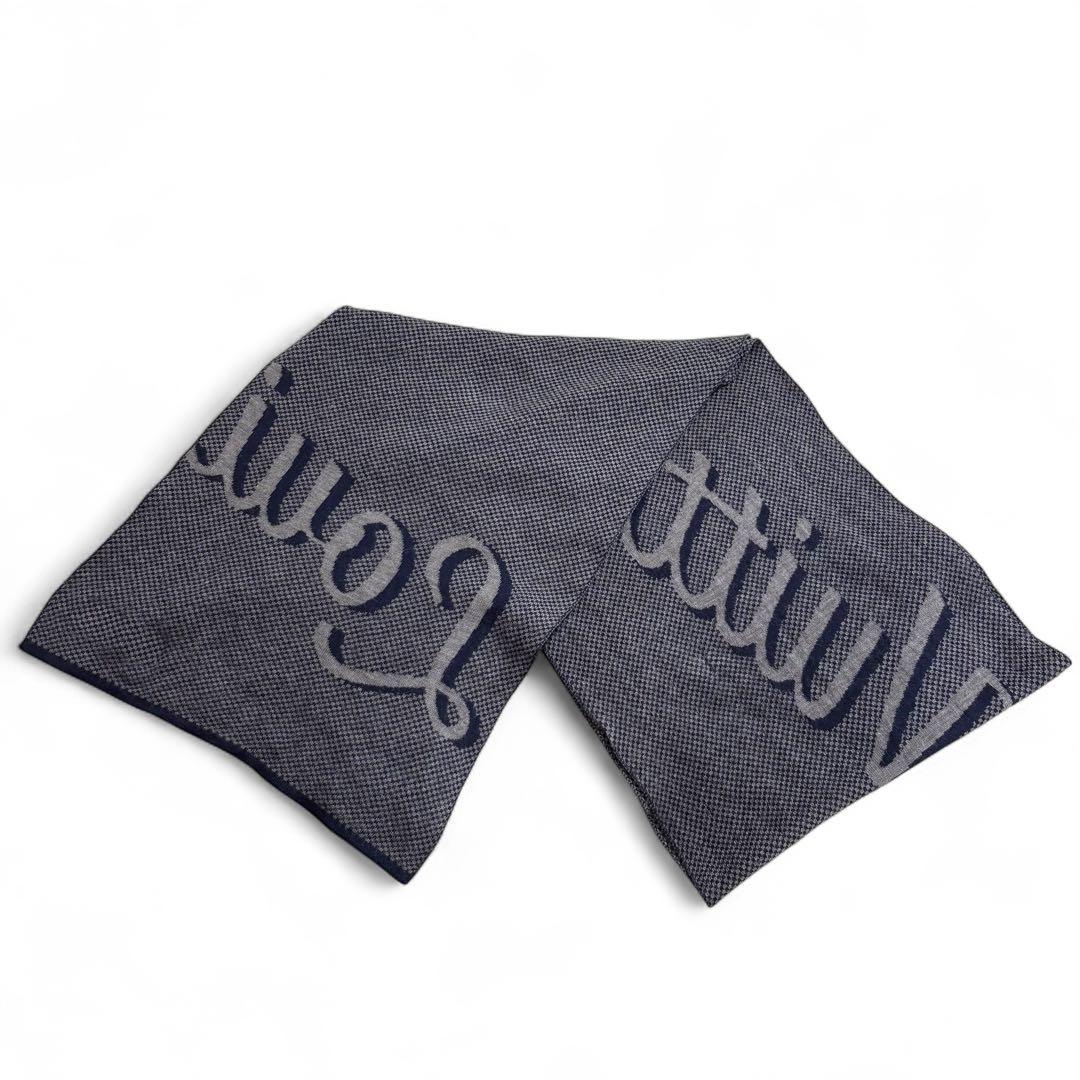 ルイヴィトン エシャルプ マフラー マイクロダミエ ウール 紺 ネイビー