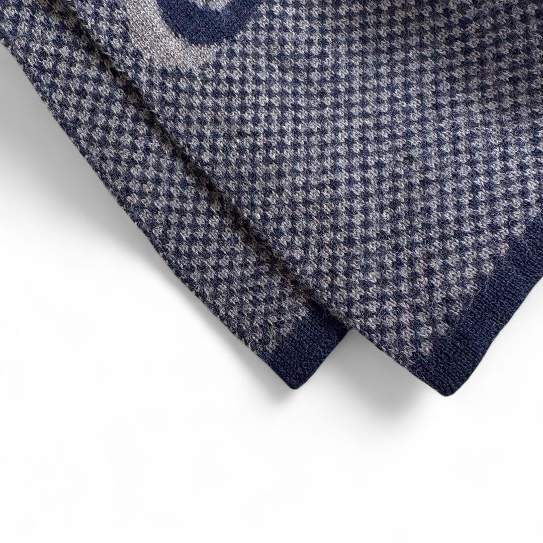 ルイヴィトン エシャルプ マフラー マイクロダミエ ウール 紺 ネイビー