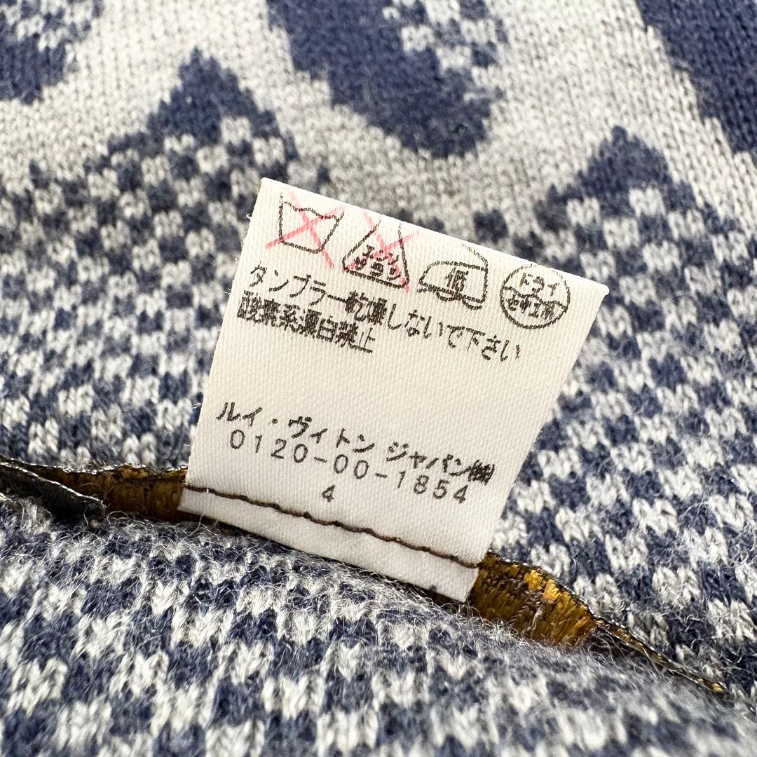 ルイヴィトン エシャルプ マフラー マイクロダミエ ウール 紺 ネイビー