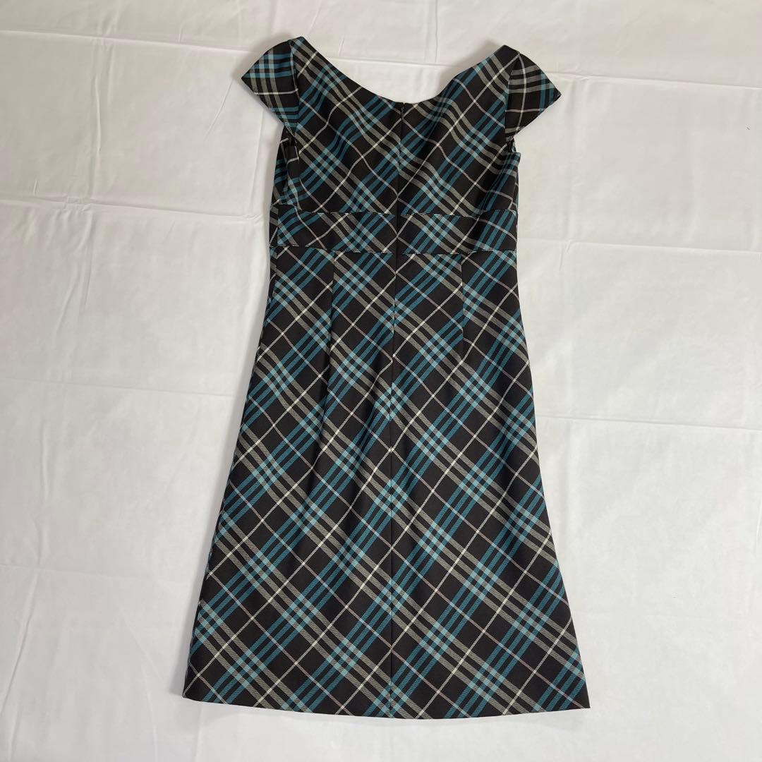バーバリーブルーレーベル ワンピース 青　ノバチェック ロゴ刺繍 ポニー
