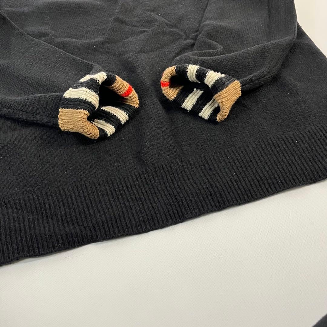 現行　BURBERRY カシミヤ　ニット　セーター　ノバチェック　ブラック
