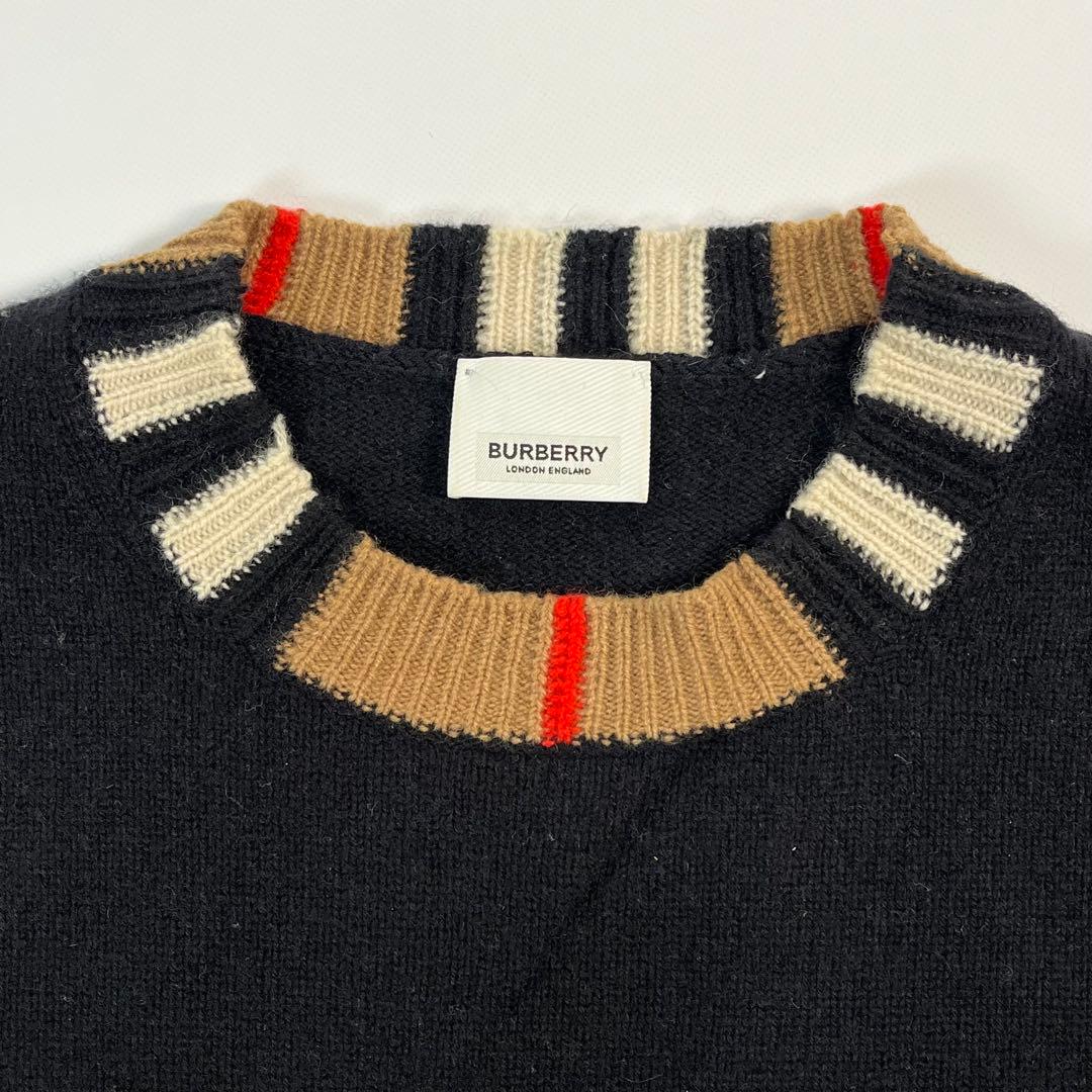 現行　BURBERRY カシミヤ　ニット　セーター　ノバチェック　ブラック