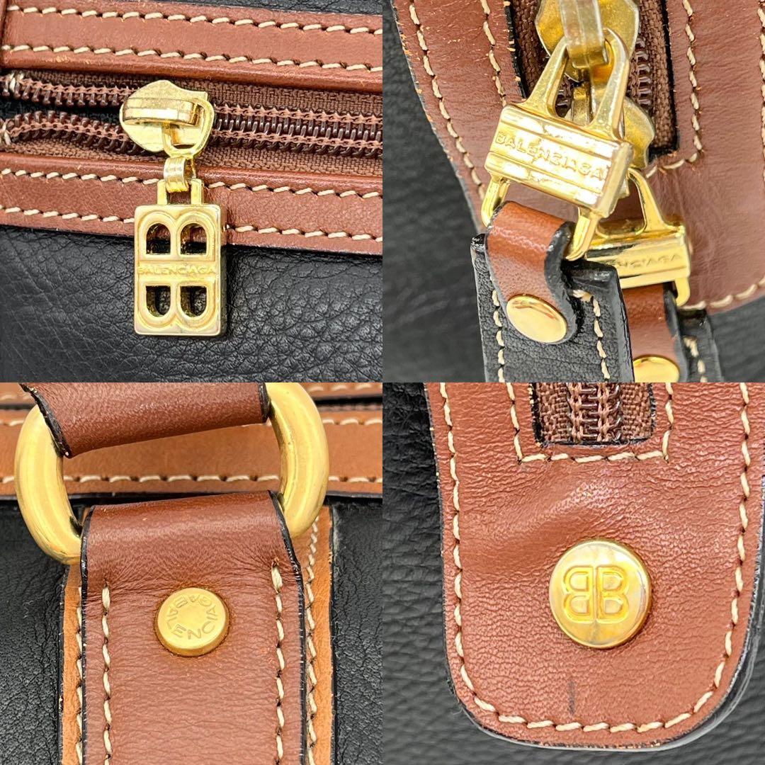 BALENCIAGA ボストンバッグ ハンドバッグ ロゴ型押し レザー 大容量