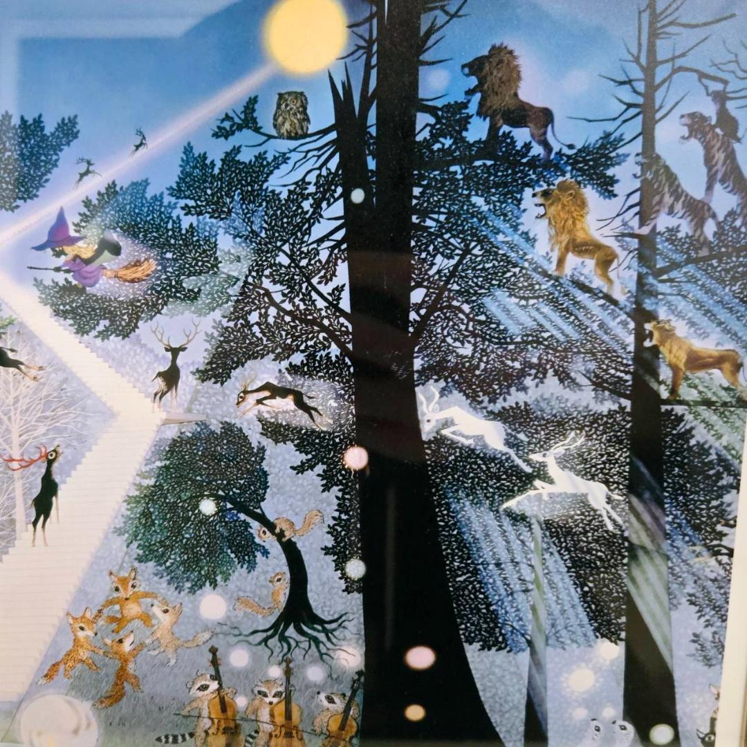 藤城清治　光る森　直筆サイン　ダイヤモンドスクリーン　保証