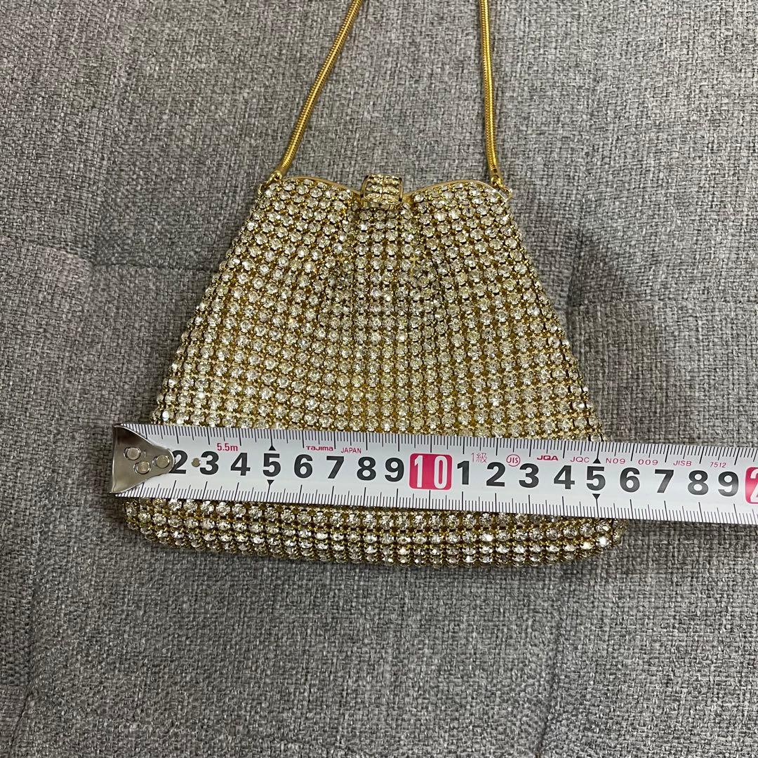 ラインストーン装飾 ゴールド ハンドバッグ パーティーバッグ キラキラ