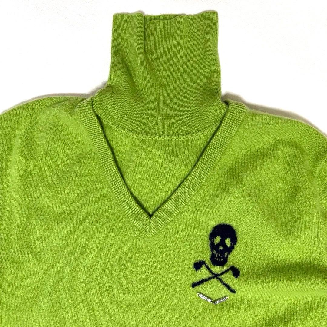 マークアンドロナ カシミヤ100％ タートルネックニット グリーン 46 ゴルフ