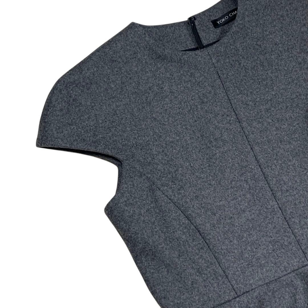 YOKO CHAN クルーネック 膝丈 キャップスリーブ ワンピース40ウール
