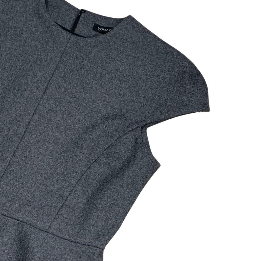 YOKO CHAN クルーネック 膝丈 キャップスリーブ ワンピース40ウール