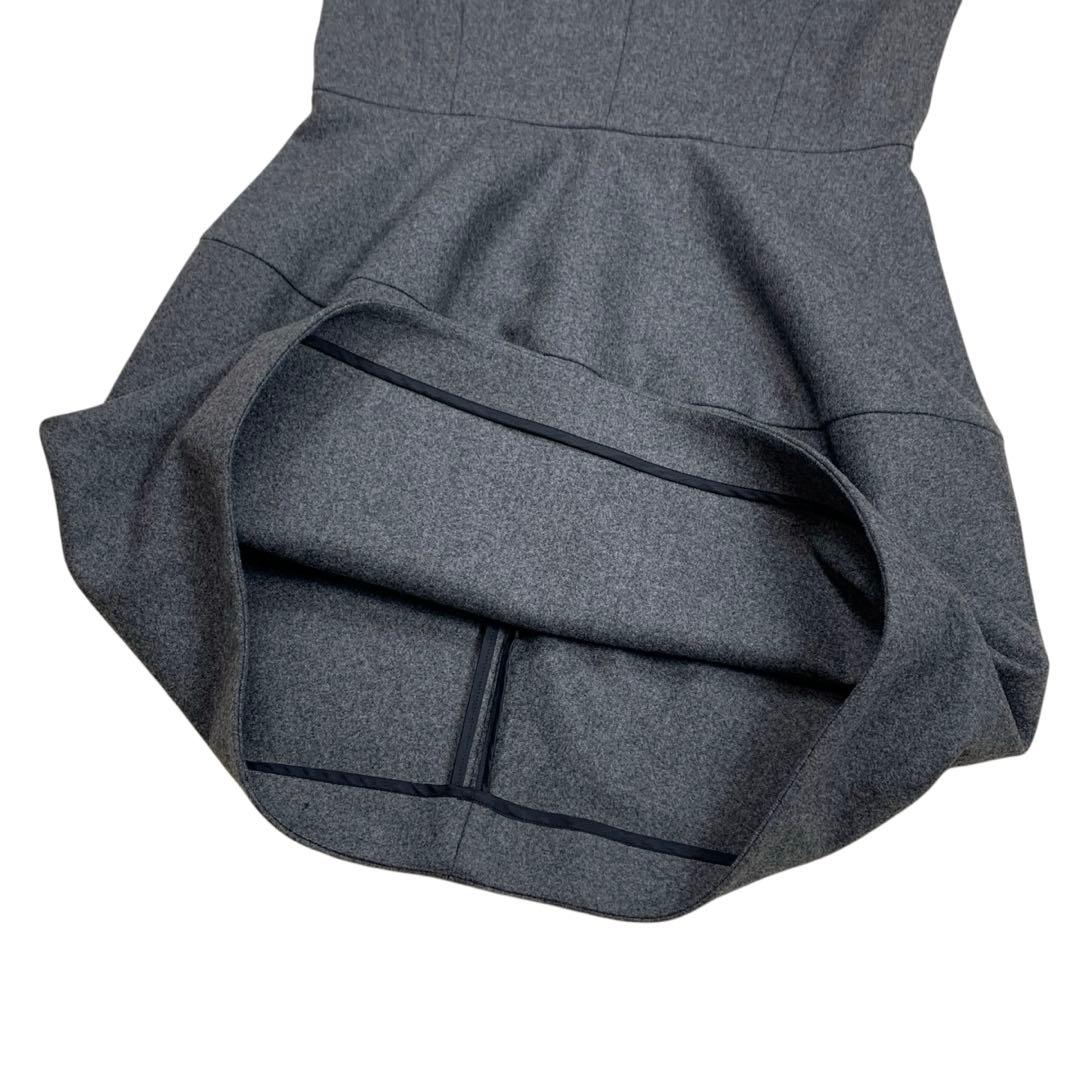 YOKO CHAN クルーネック 膝丈 キャップスリーブ ワンピース40ウール