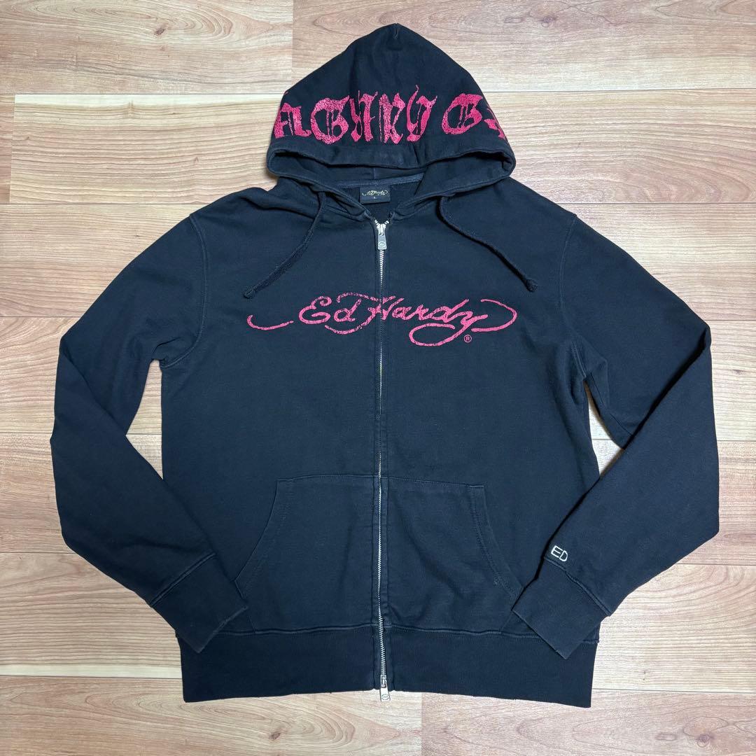 a 様お取置きEd Hardy エドハーディスカルプリント　ダメージ加工パーカー