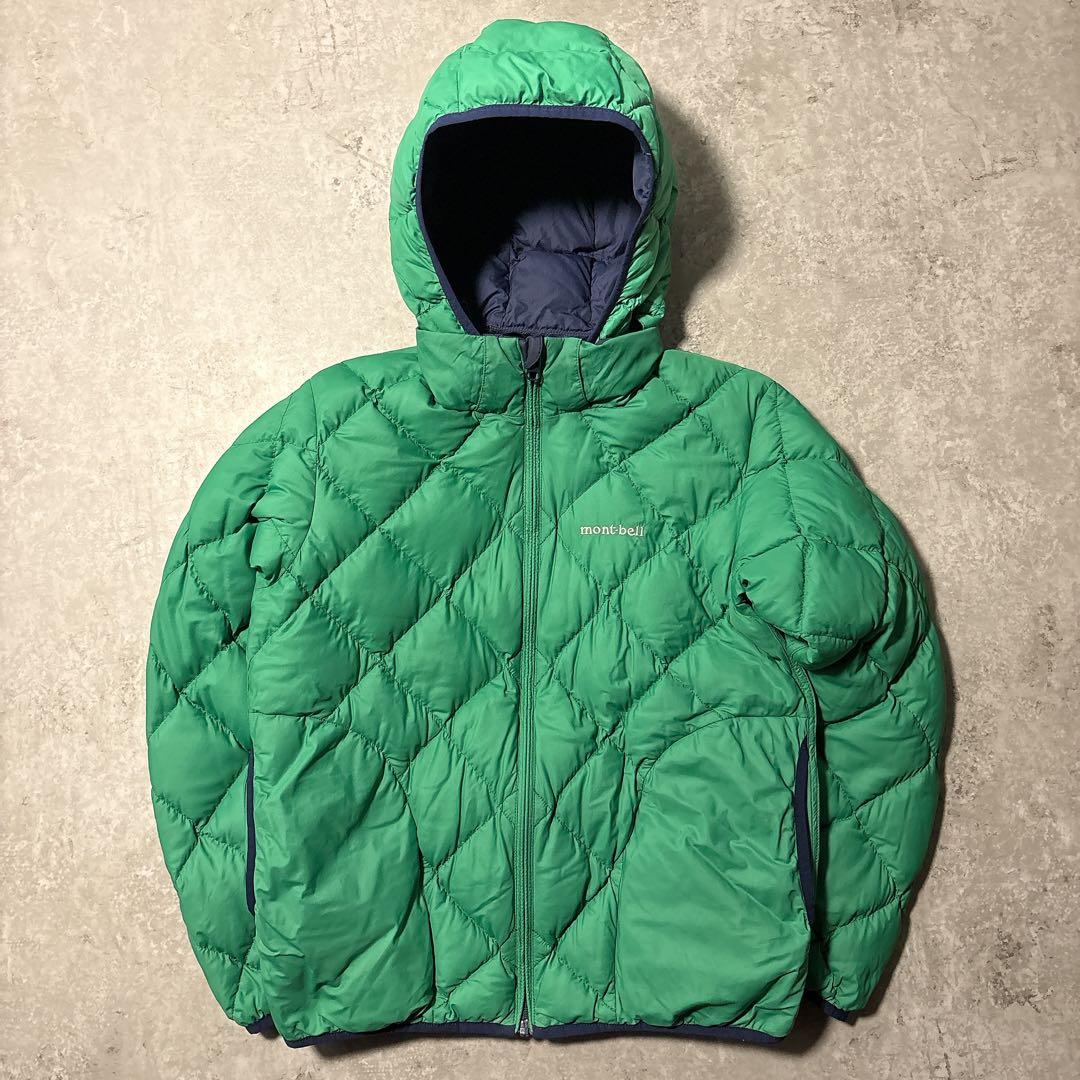 mont-bell リバーシブル ダウン フード取り外し可能 ネイビー/グリーン