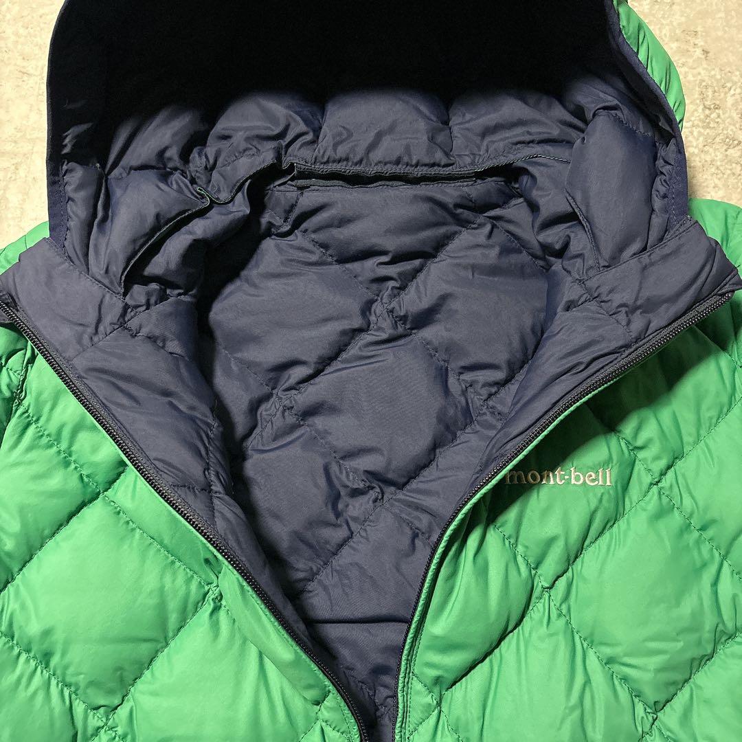mont-bell リバーシブル ダウン フード取り外し可能 ネイビー/グリーン