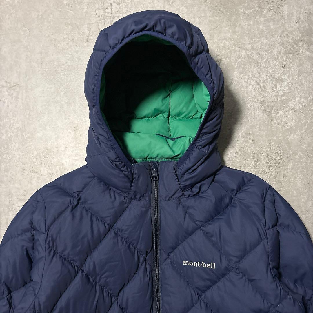 mont-bell リバーシブル ダウン フード取り外し可能 ネイビー/グリーン