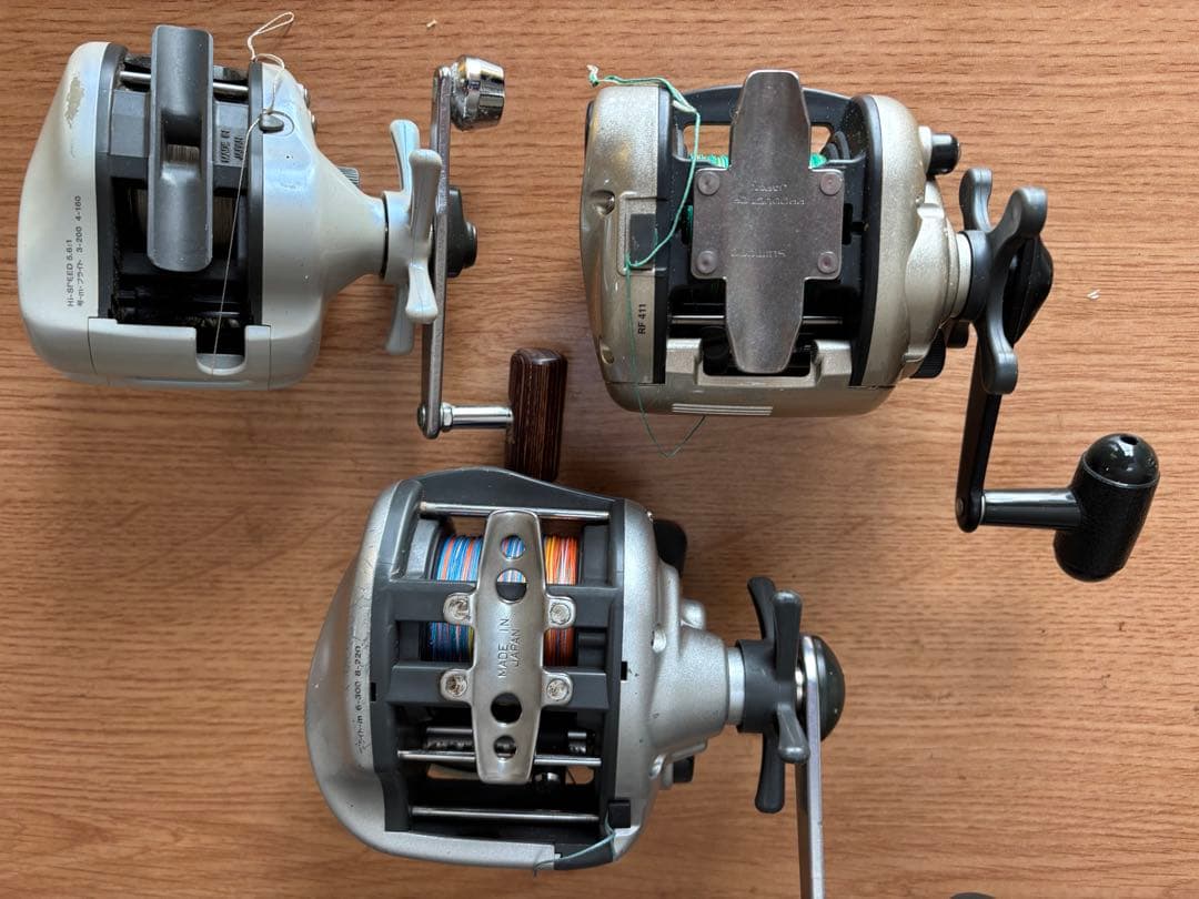 ダイワ、シマノ、両軸リール3個セット。
