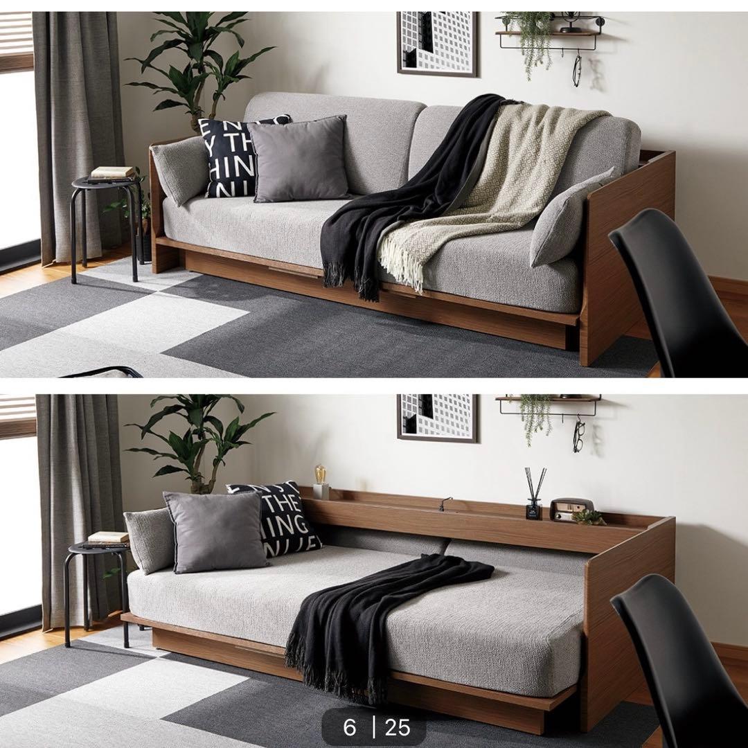 ニトリ】ソファベット 3way ミドルブラウン シングルベットサイズ